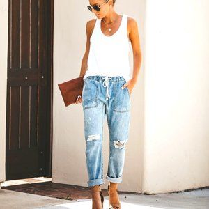 Aerie Distressed Jean Joggers